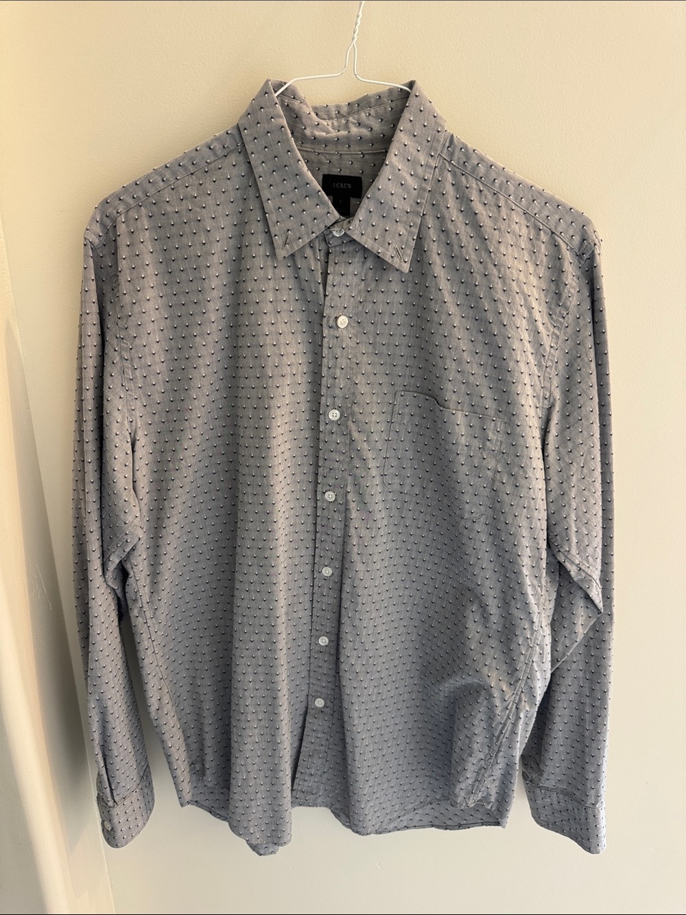 J. Crew Men's Light Gray Textured Button-Up Shirt